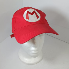 Super Mario Bros Mario Red Baseball Cap Hat White "M" Logo Adjustable Strap