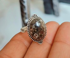 Turritella Agate Oval Gemstone Ring 925 Sterling Silver Jewelry All Size Ring
