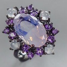 Handmade 12 ct Natural Lavender Quartz Ring 925 Sterling Silver Size 9 /R437739