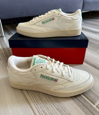 Reebok Men's Club C 85 Vintage Sneaker Shoes Ivory Chalk Green