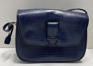 Vintage 80s Anne Klein for Calderon Navy Lizard Embossed Shoulder Bag