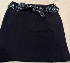 Vintage Casual Corner Navy Blue Pencil Suit Skirt Size 10 Lined Scarf Belt