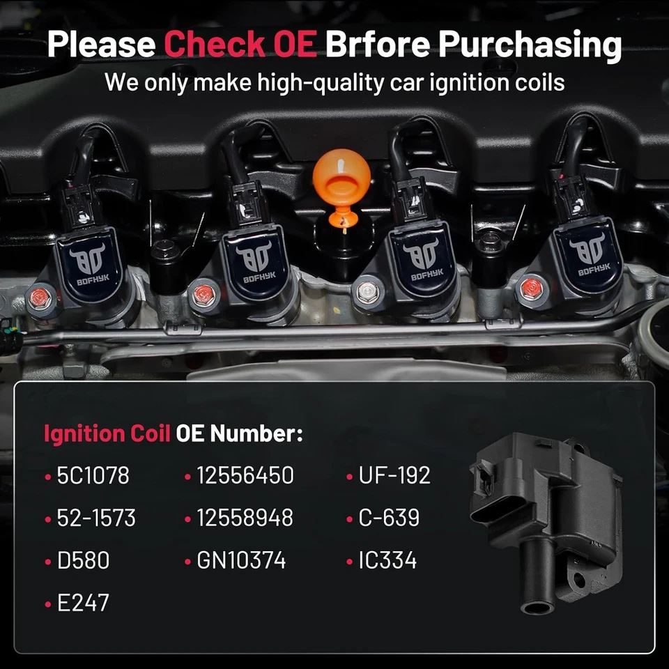 8 Ignition Bobinas Pack UF192 D580 For 2001-2002 GMC Yukon XL 2500 8.1L V8 Foto 4 de 4