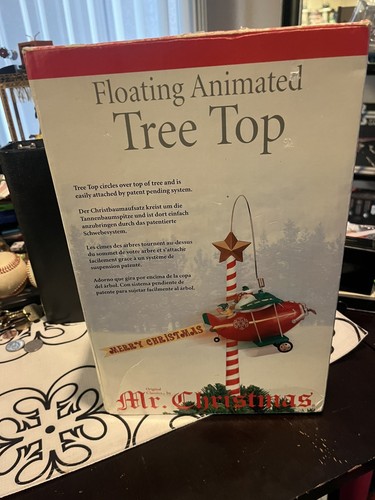 Vintage 2002 Mr Christmas Float Animated Tree Topper Santa Airplane Tested Works