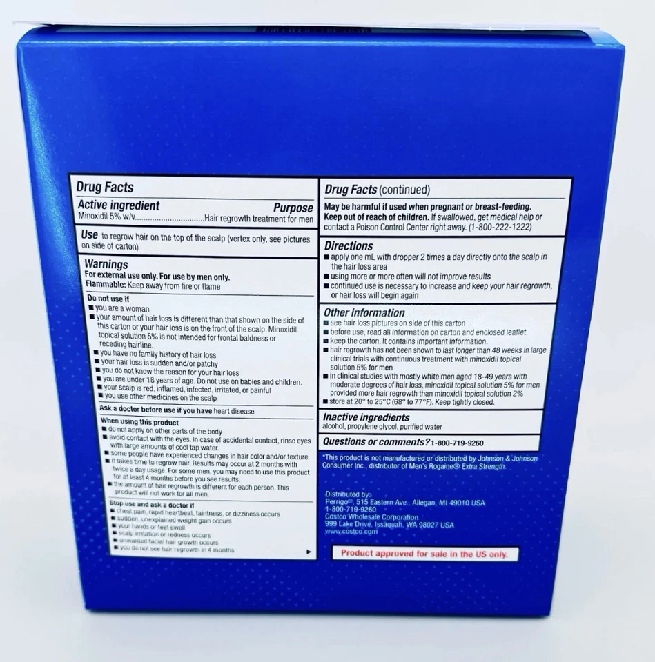 Kirkland Minoxidil 5% Extra Fuerza Hombres Regeneración del Cabello 2x6 Meses Original Foto 3 de 4