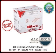 100 Medicazioni adesive sterili 5x7 in tnt con compressa centrale assorbente