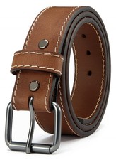 Leather Gun Belt for Men - 1.5 Brown Heavy Duty Belt for Work CCW