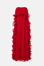 Pleated Ruffle Gown BADGLEY MISHKA Size 8 MSRP $ 890.00