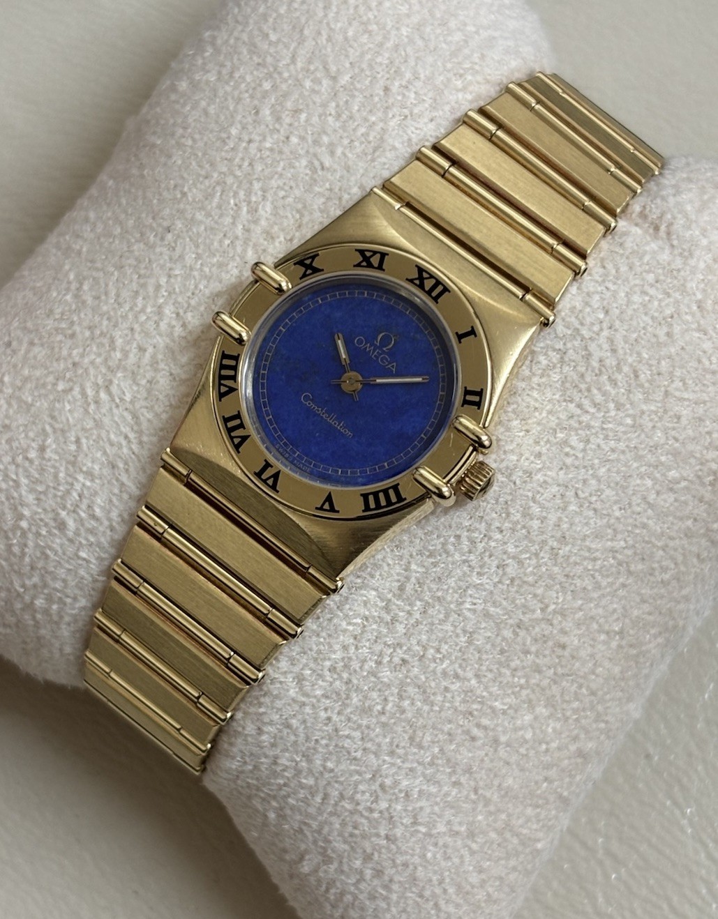 OMEGA Constellation Lapis Lazuli 18ct Yellow Gold Rare Ladies Watch Quartz 22mm image 10