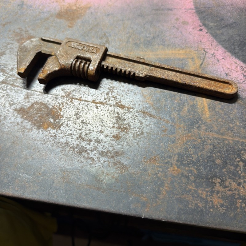 Vintage Ford USA 8" Pipe Wrench Forged Steel Adjustable M Mark