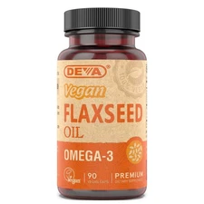Deva Vegan Flaxseed Oil 90 Count Organic Omega 3 Supplement Capsules