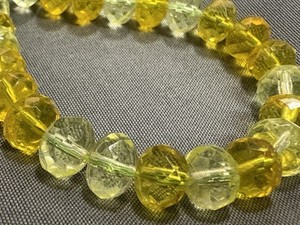 Czech Glass 8mm Faceted Rondelle Beads, Yellow Mix, 24 Count, 6” Strand