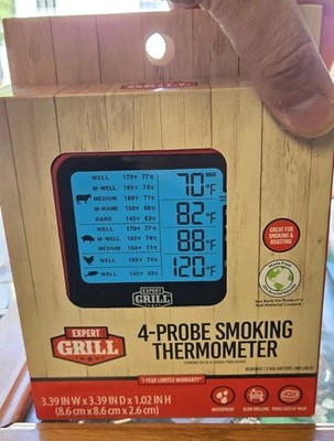 Expert Grill ABS LCD Display Cooking Thermometer with 4 Temperature Probes