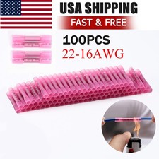 100PCS 22-16AWG Heat Shrink Butt Connectors, Waterproof Wire Splice Terminals