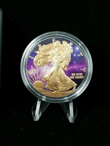 2016 Golden Noir American Eagle 1 Oz .999 Silver Black Ruthenium Gold Gilded 16G