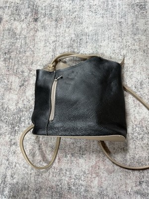 Borse In Pelle Made in Italy Leather Convertible Backpack Shoulder Bag Black