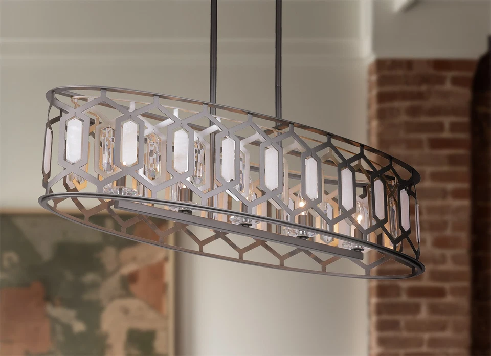 Lámpara de araña lineal Minka Lavery 3588 hexagonal 5 luces 44" W - carbón Foto 3 de 4