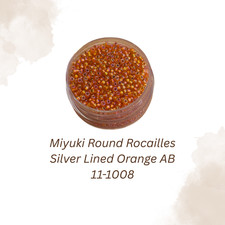 Miyuki 11/0 Round Seed Beads 11-1008 Silver Lined Orange AB 20 Grams