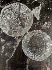 American Brilliant Cut Crystal Glass Dessert Ice Cream Bowl Set Antique C1900