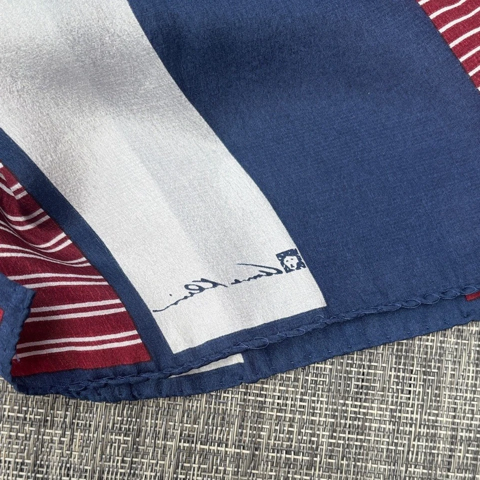 Impresionante Bufanda Ann Klein Vintage Rayas Azules y Rojas 100% Seda Foto 2 de 4