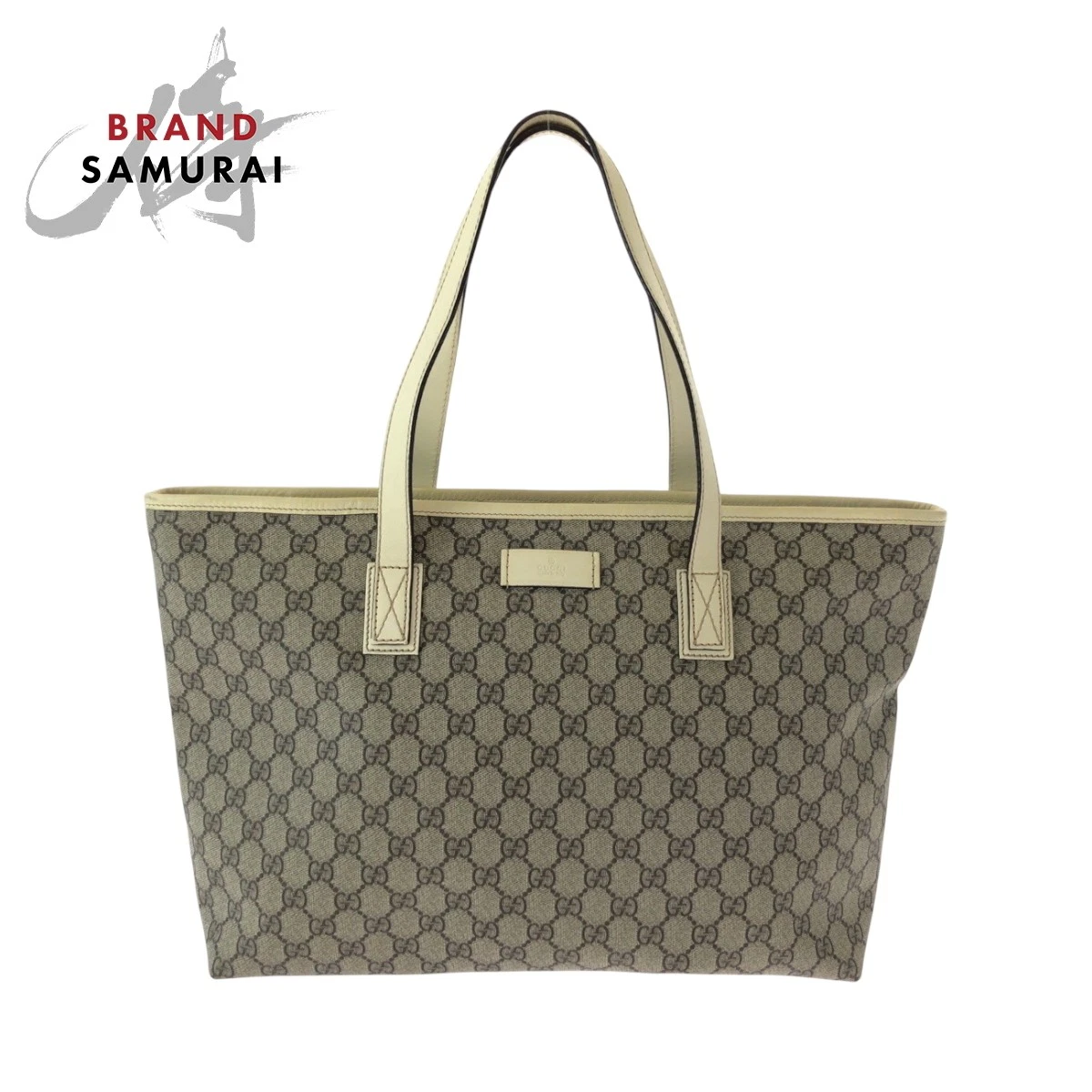 Excellent sac fourre tout bandoulière GUCCI GG Plus beige ivoire argent quincaillerie PVC 211137