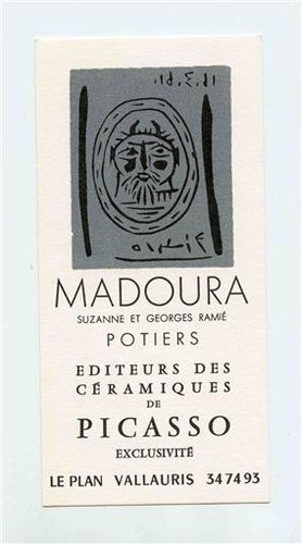 Madoura Pottery Ad Card Vallauris France Publishers of Ceramics of Picasso