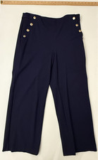 Talbots 8-Button Pants Thick Navy Side Zip Womens Size 12 Petite
