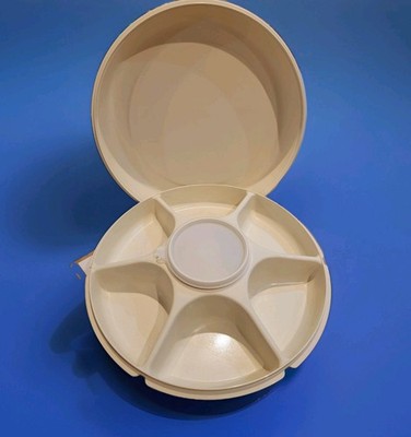 Tupperware Almond Color Serving Center Veggie Snack & Dip Tray 1665 1666 1667