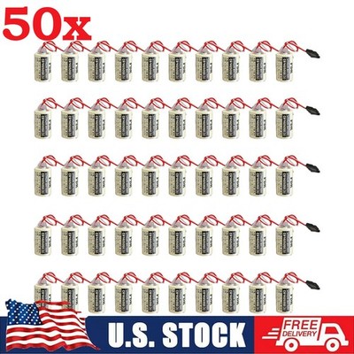US 50PCS FOR Sanyo FDK CR14250SE 3V Lithium Battery (Single-Use) with 3P Plug.