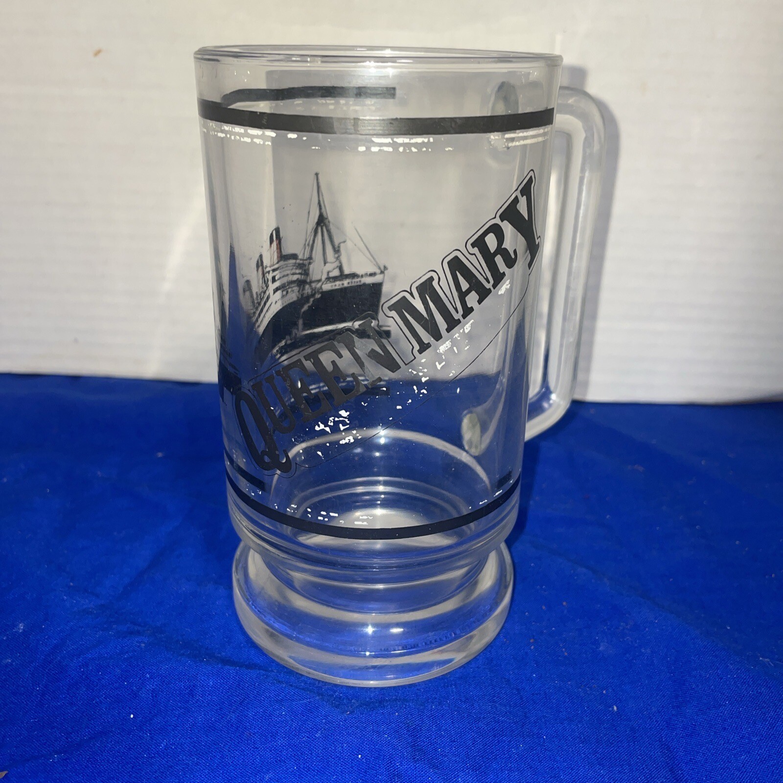 Queen Mary Beer Glass Mug RARE Genuine Vintagesee Pics for Fading Of