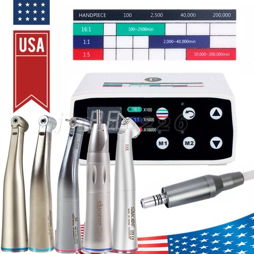 Dental Brushless LED Electric Micro Motor/1:5/1:1 Increasing Handpiece 1:4.2 45°