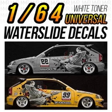 1/64 Scale SAMURAI HONDA Custom White Toner Universal WaterSlide Decal for Hot