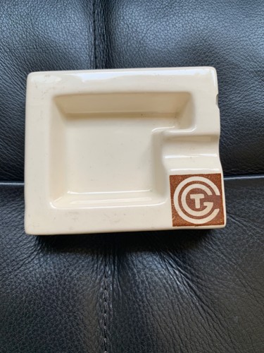 Rare Ash Tray Hidden SS Normandie Jean Luce Stripe Ocean Liner Vintage Ashtray
