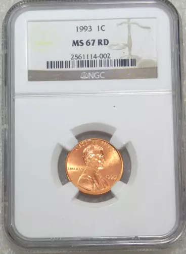 1993 P Lincoln Cent NGC MS67RD Bright Red Stunning Luster, PQ #GE310