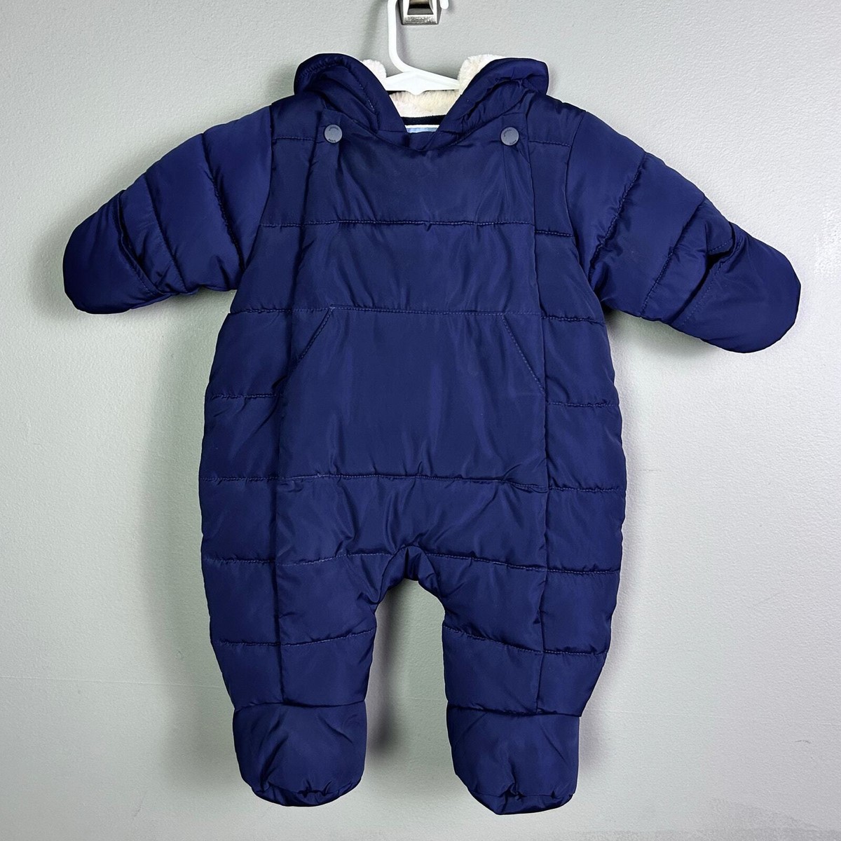 Jacadi Paris Snowsuit mo Baby Boy Navy Blue Nylon Polar Fleece