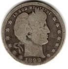 1899 BARBER QUARTER in GOOD condition ~ FULL RIMS ~ SEE THE SCAN      stk b016