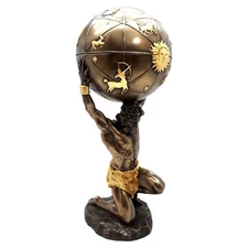 Atlas Titan Celestial Sphere Mythology Greek Statue Sculpture Bronze Finish Gold