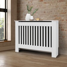 Cache-radiateur grille étagère maison campagne habillage MDF 112x19x82 cm blanc