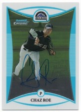 2008 Bowman Chrome Prospects #BCP257 Chaz Roe RC SP Auto Colorado Rockies
