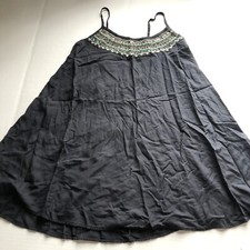 American Eagle Dark Blue Beaded Embroidered Swing Mini DressSz S A3306