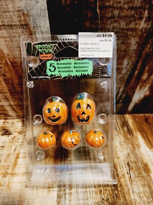 LEMAX Spooky Town Accessories 5 PUMPKIN HEADS Halloween 14852 RETIRED