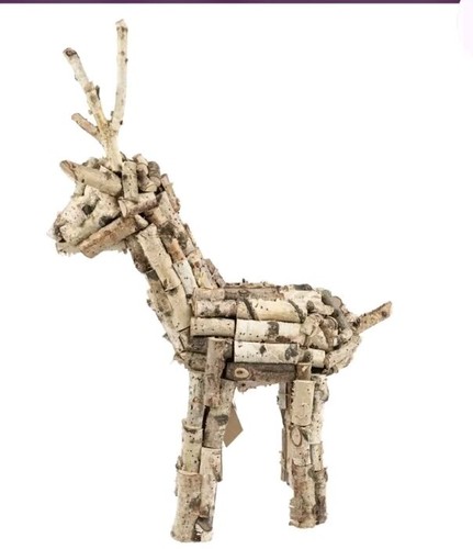 Rentier Elch Nils Holz Natur Unikat Weihnachtsdeko Gartendeko Birke Rinde Recycl - Bild 3 von 7