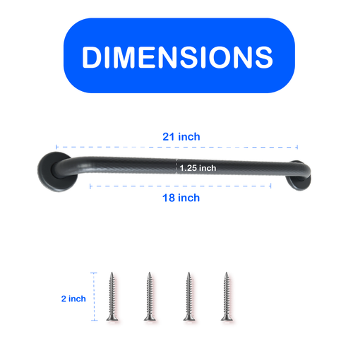 Shower Grab Bar Shur Grip in Matte Black Finish | Holds Upto 400 lb - Picture 16 of 63