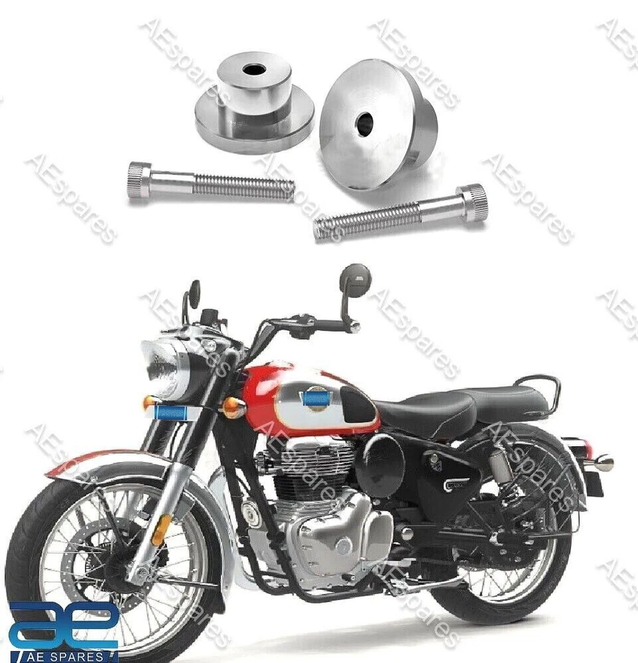 Barre Embout Miroir & Support Noir Pour royal enfield Tout Neuf Classique 350 - Photo 3/4