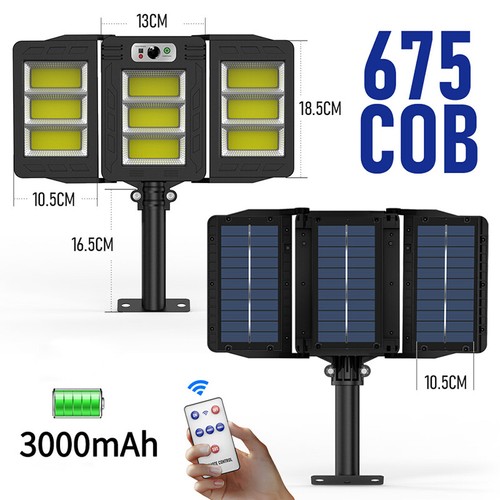 LED Solar Street Lights 3 Head Motion Sensor 270 Angle Wide Lighting Wall Lamp - Picture 23 of 26