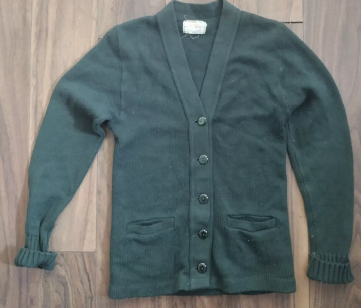 Vintage 60s BPC Bristol Products official award sweater Green knit cardigan.