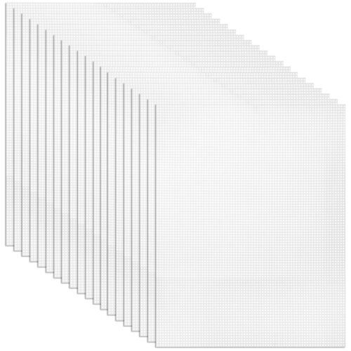 20 Pack 7 Count Clear Plastic Mesh Canvas Sheets for Embroidery Crafting - 10...