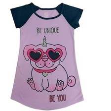 Girls Wonder Nation Short Sleeve Nightgown Size XS 4/5 NWT BE UNIQUE Unicorn DOG
