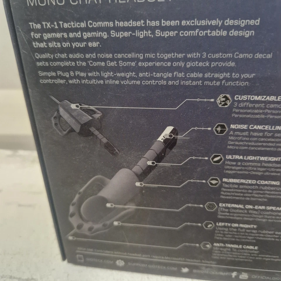 Gioteck TX-1 Tact Cal Comms Mono Chat Headset Xbox One PS4 New - Image 2 of 3