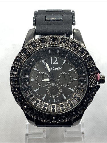 Paul Jardin Mens Watch.  New Battery  Black Silicone Band. Stock #040 - Picture 5 of 5